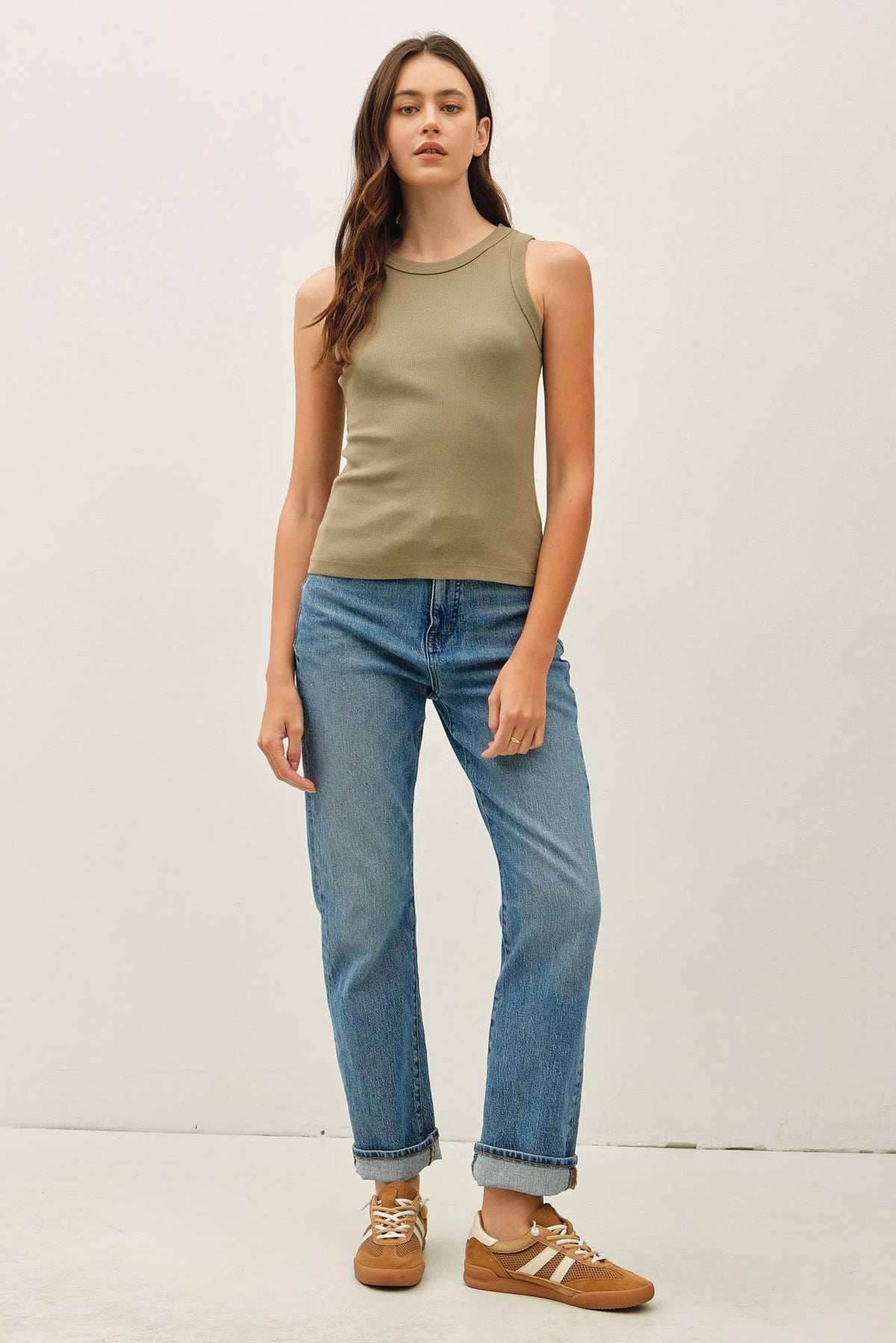 COTTON GARMENT DYED ROUND NECK TANK