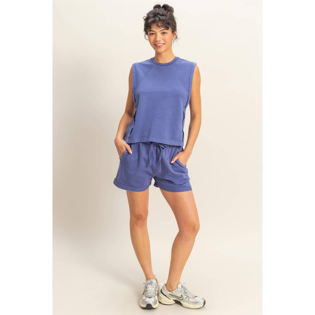 Round Neck Sleeveless Boxy Top