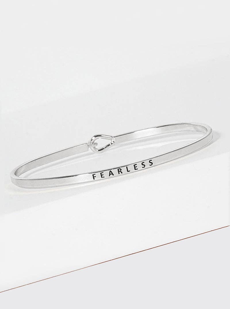 Fearless Engraved Inspirational Bangle Bracelet