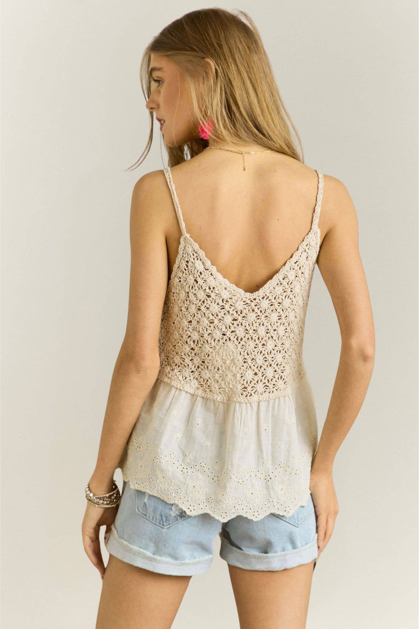 CROCHET V NECK TANK TOP