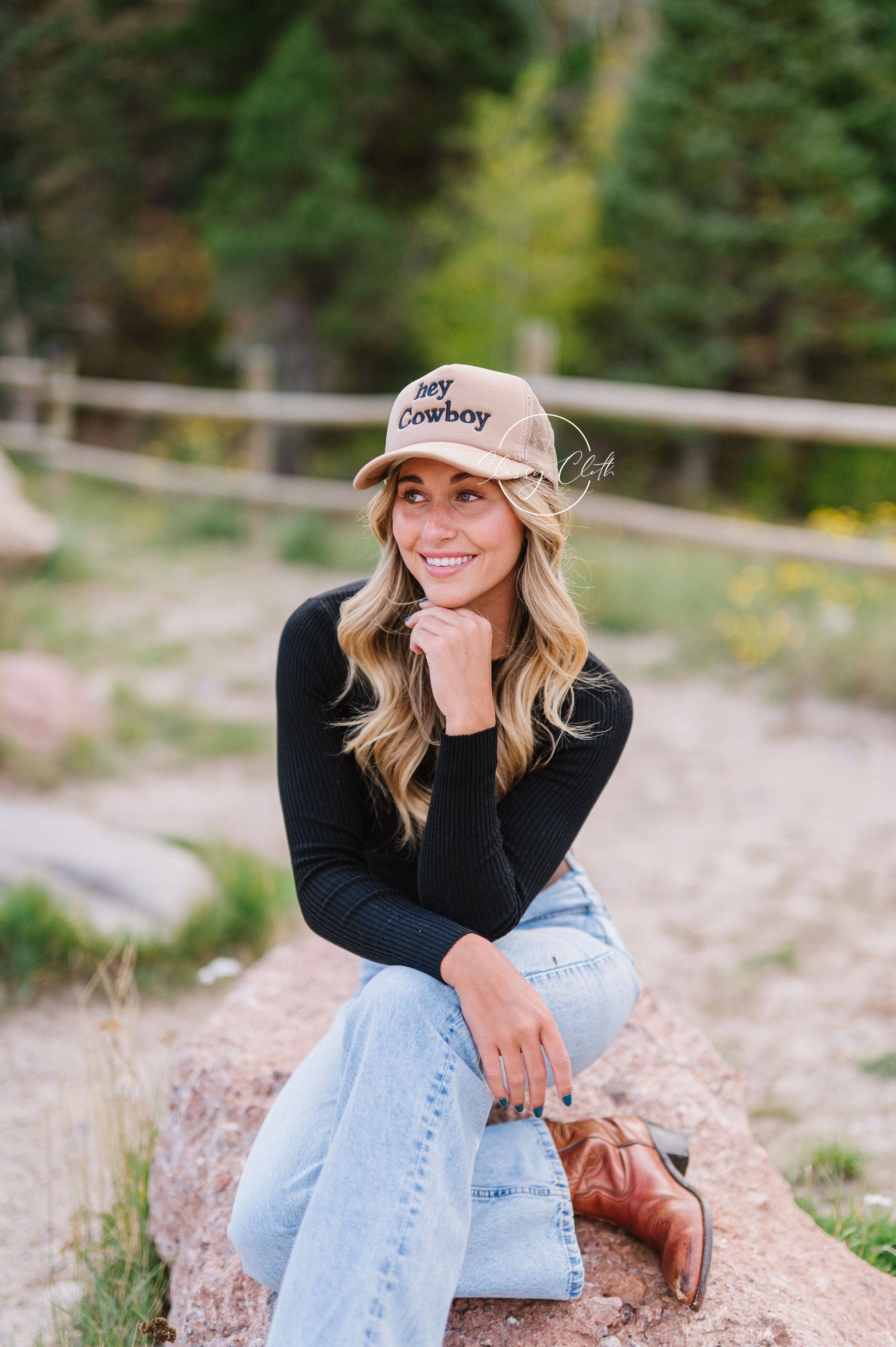 Embroidered Trucker Hat - Hey Cowboy