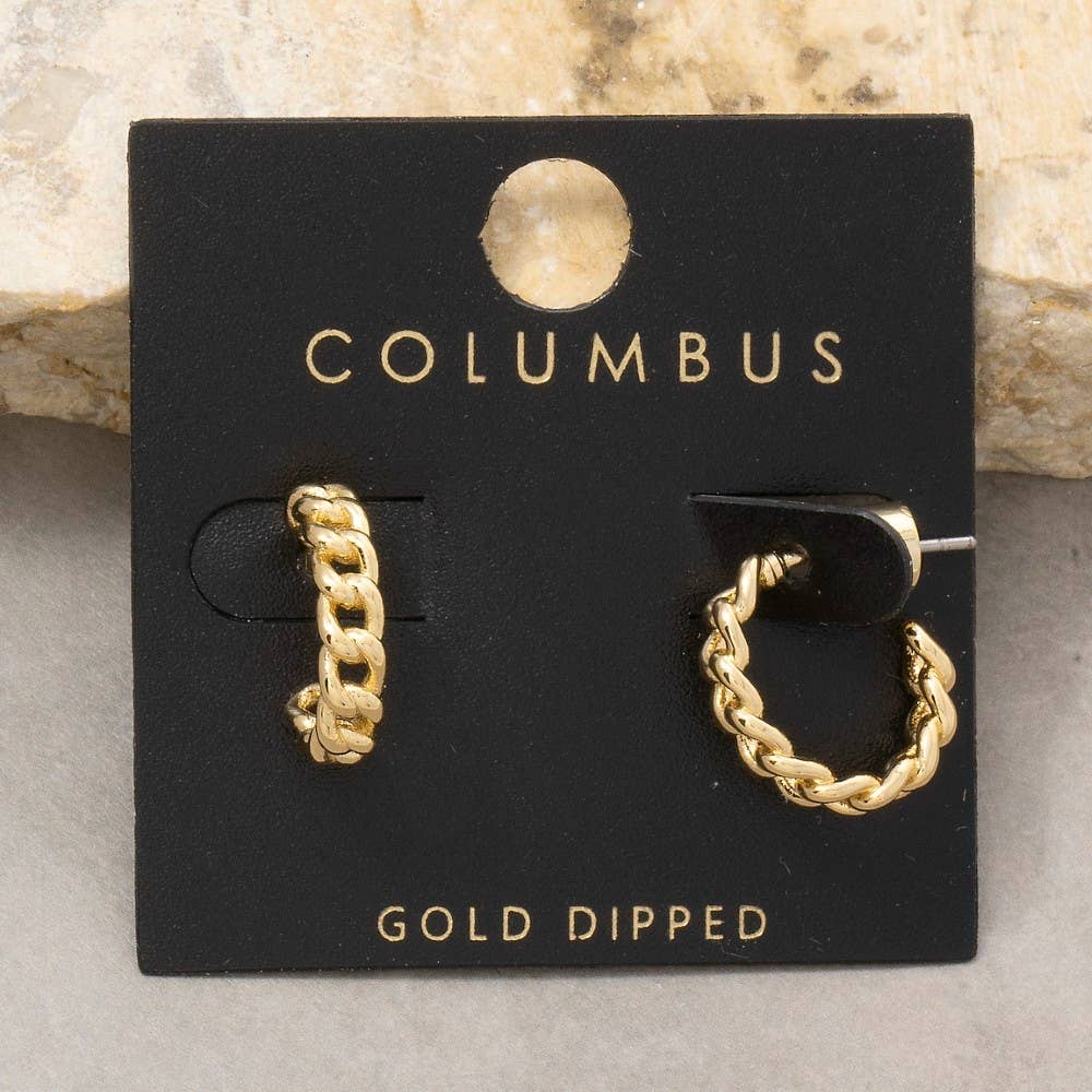 Gold Dipped Dainty Chain Hoop Earrings