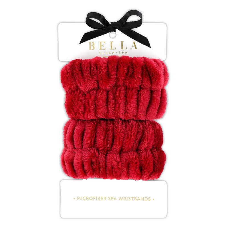 Plush Spa Wristbands - Burgundy