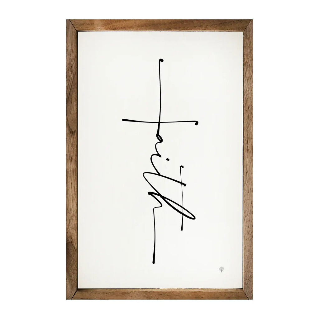 Faith Cross White 5x8"