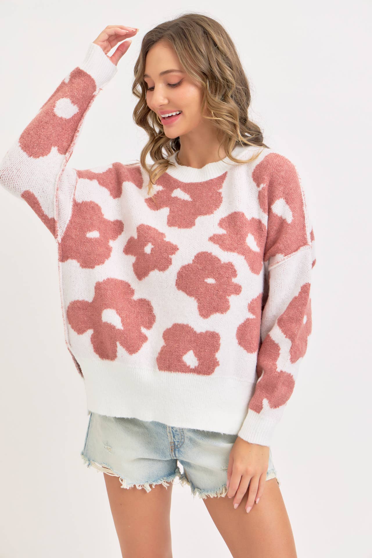 FLORAL LOOSE FIT SWEATER