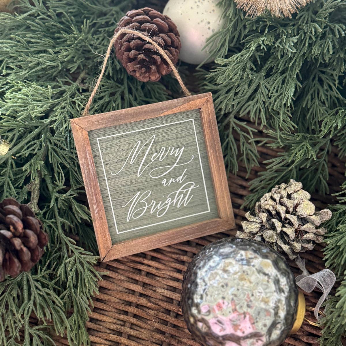 Merry Bright Framed Christmas Ornament