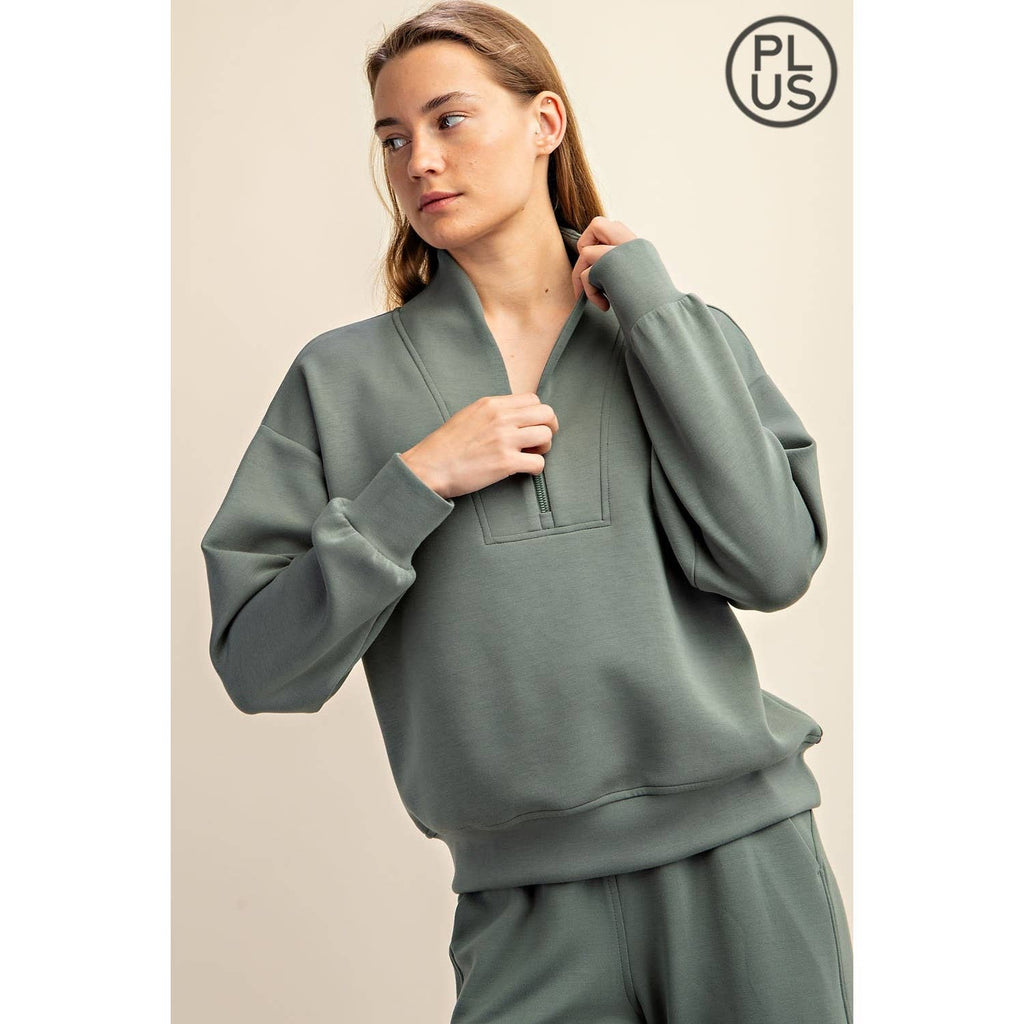 CURVY MODAL SCUBA LUXE HALF ZIP JACKET