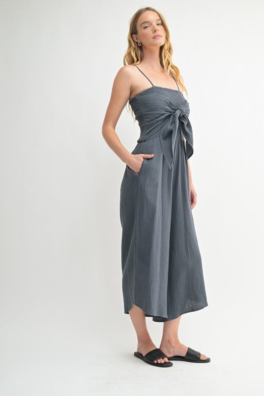 Tie front romper