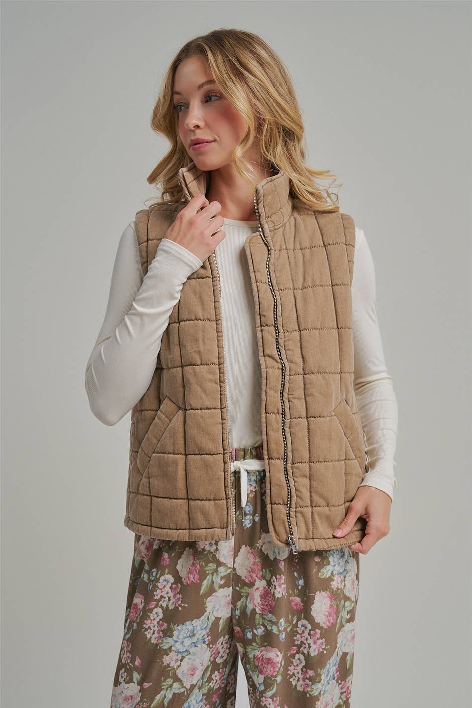VINTAGE WASHED QUILTED PUFFER VEST