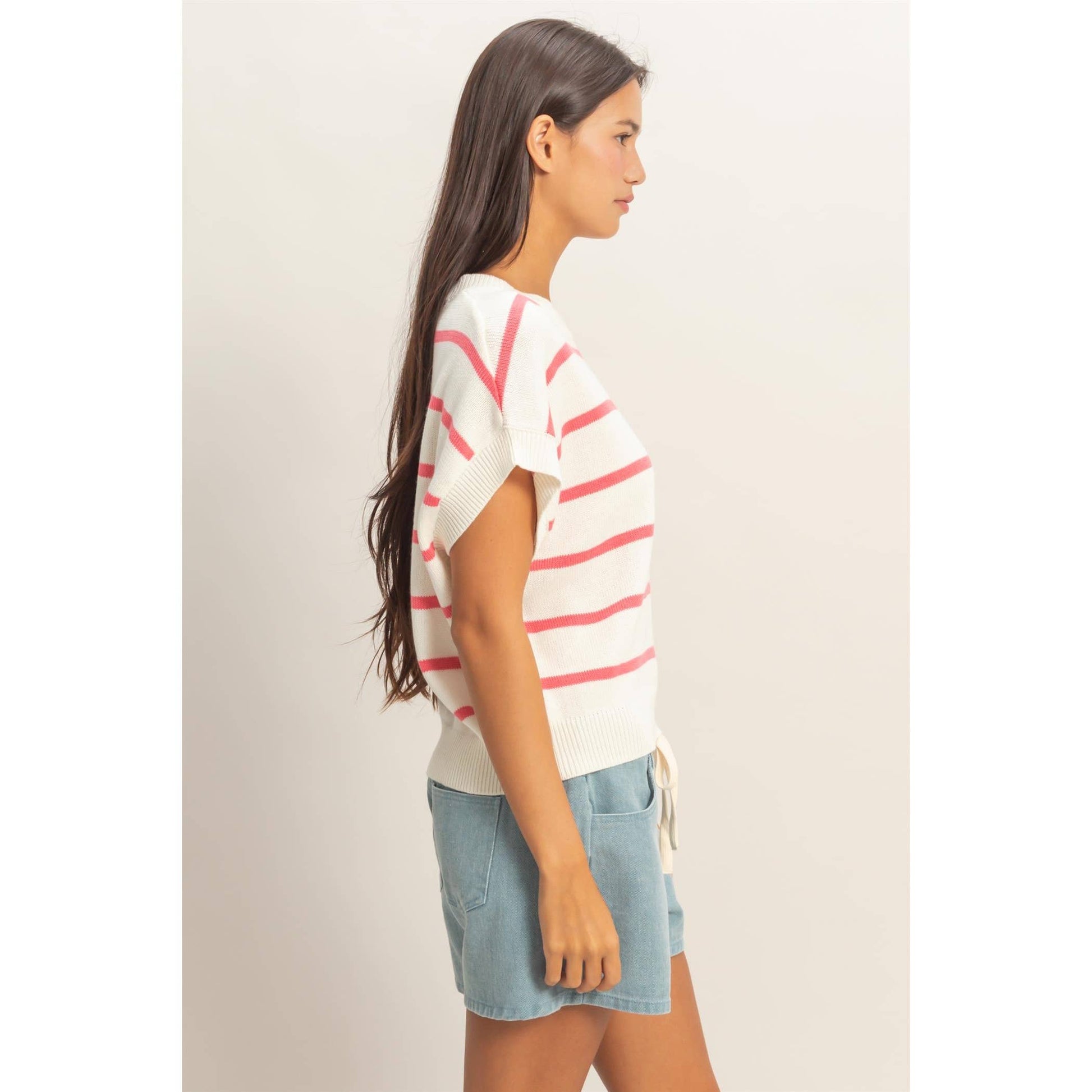 Striped Crew Neck Knit Top