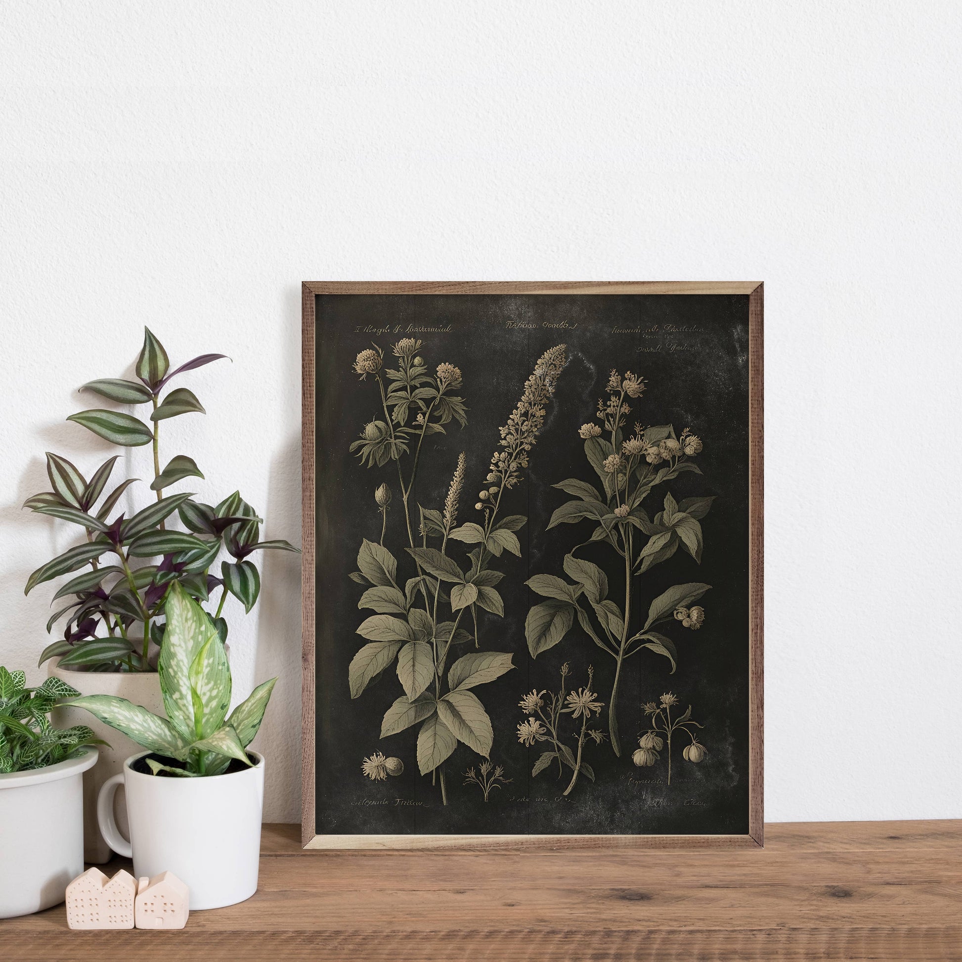 Vintage Neutral Floral Print Black