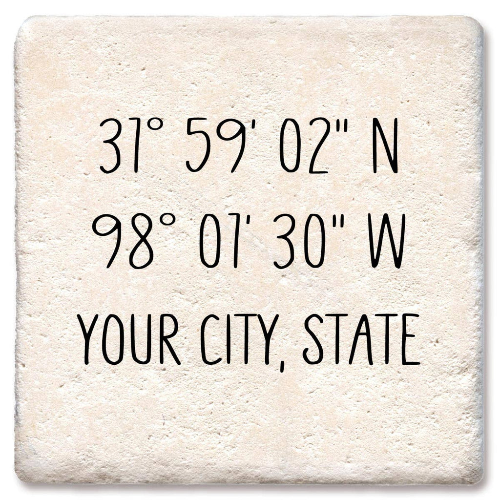 Custom City State Coordinates Coaster