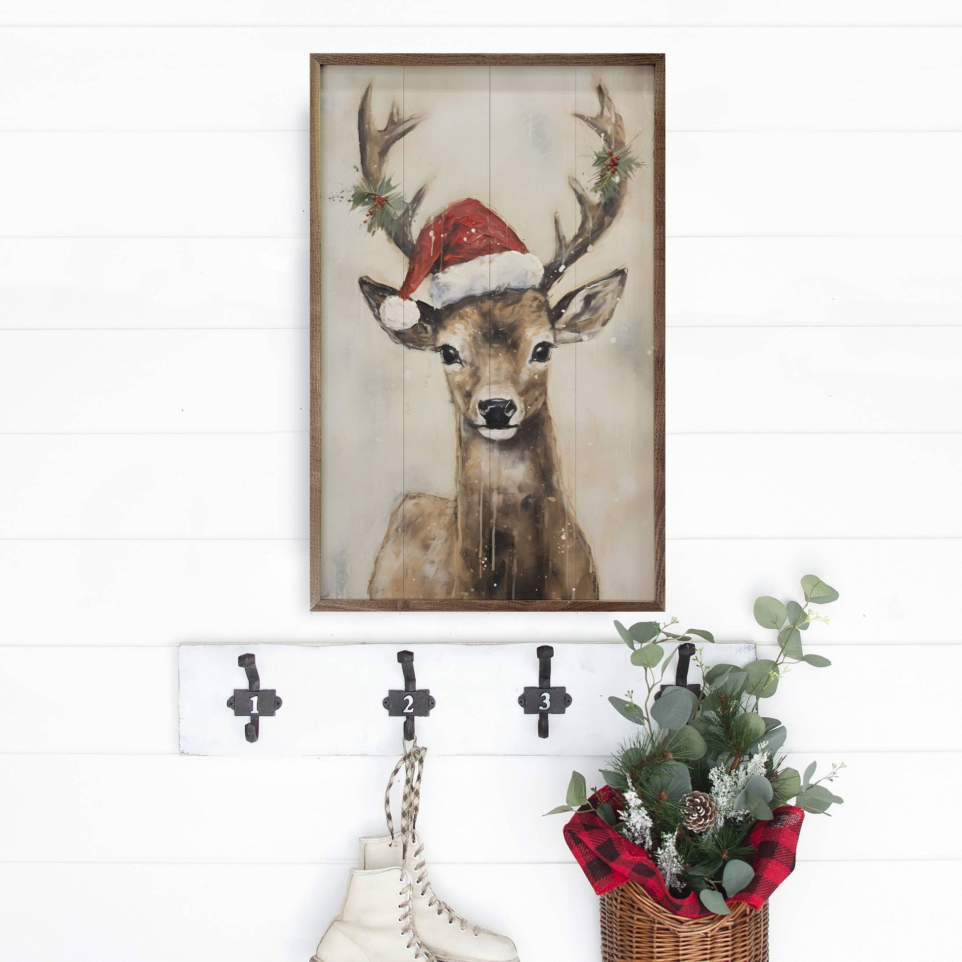 Reindeer With Hat By Petals Prints Design 10x16