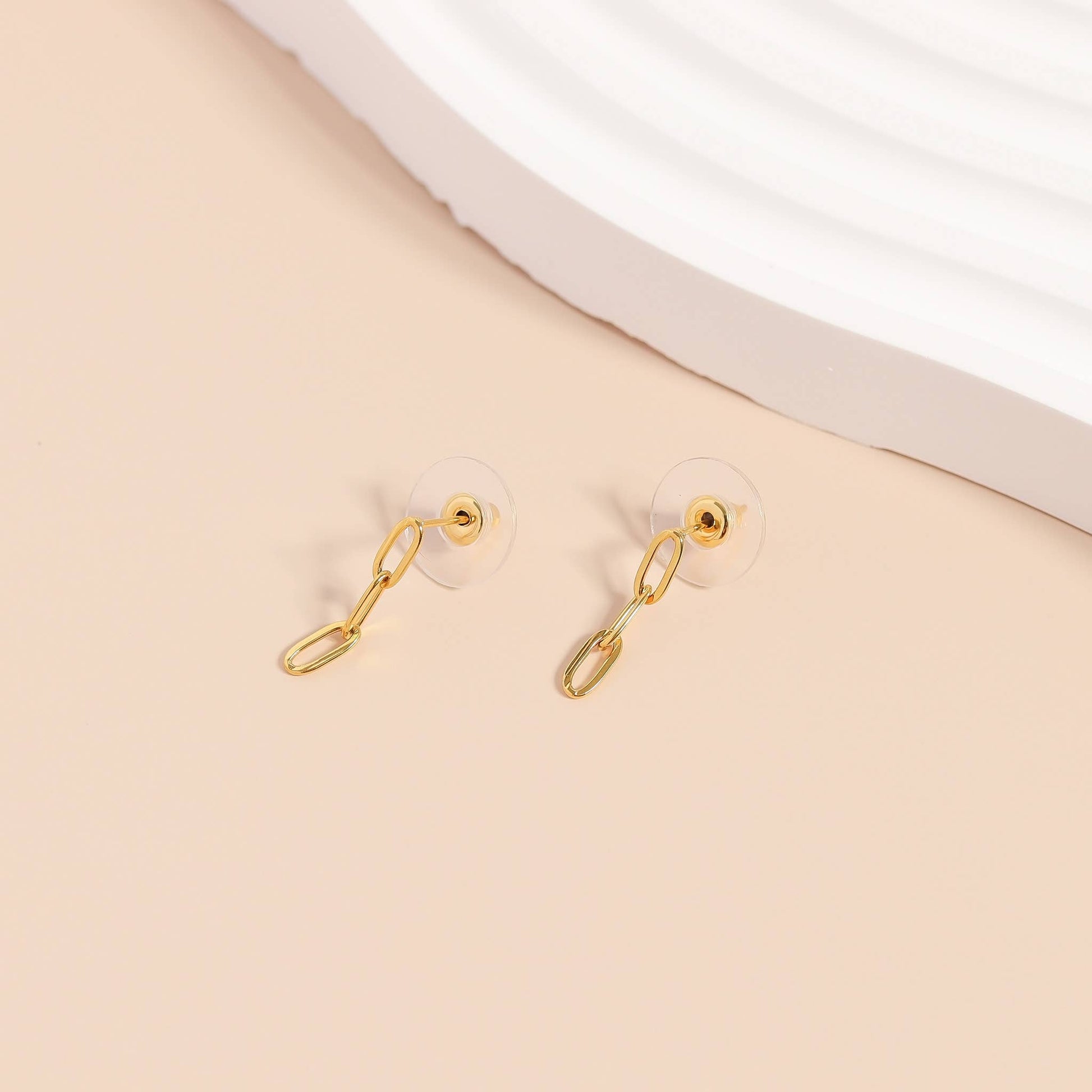 Stainless Steel Paperclip Earrings: Gold