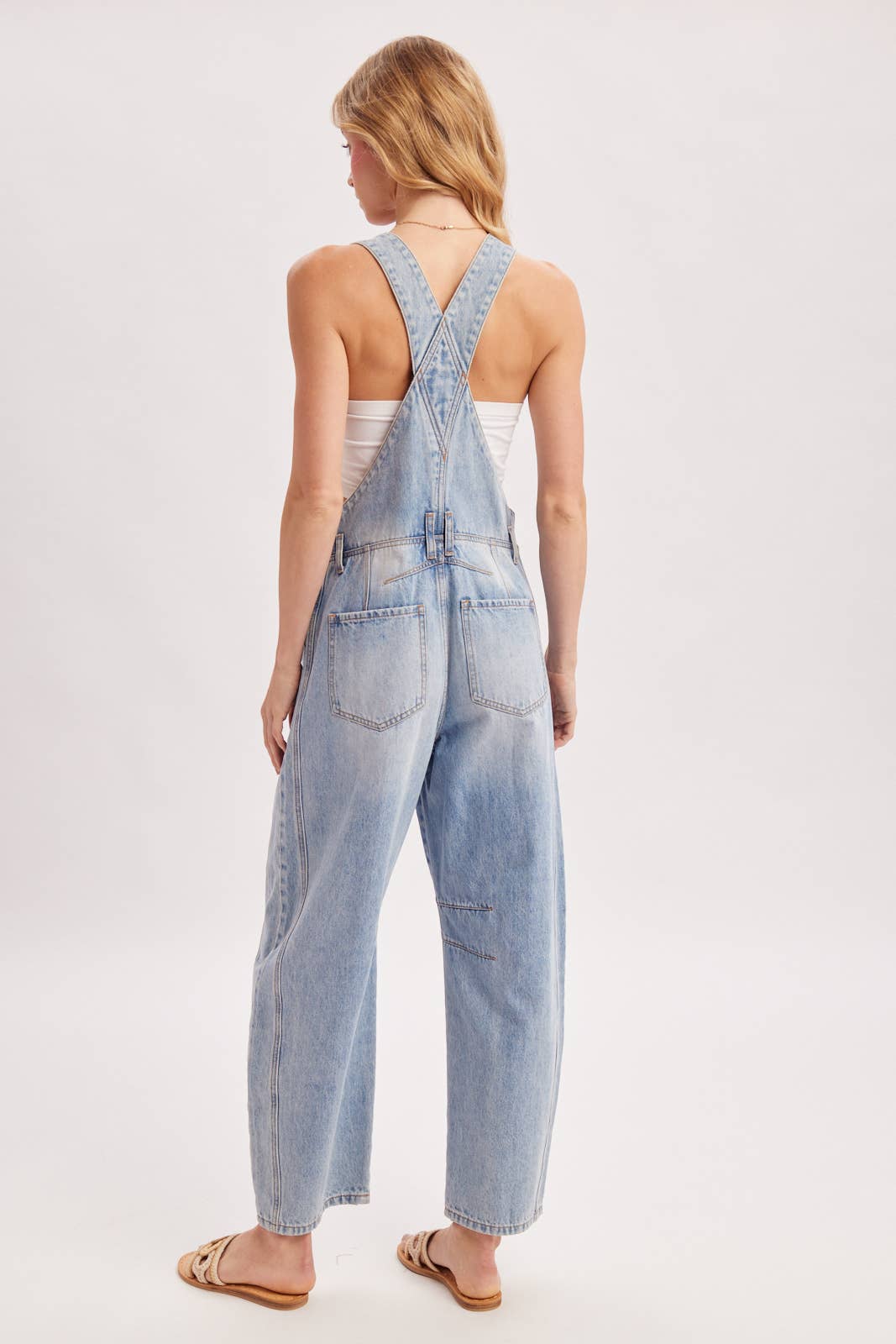 DENIM MINI BARREL OVERALLS