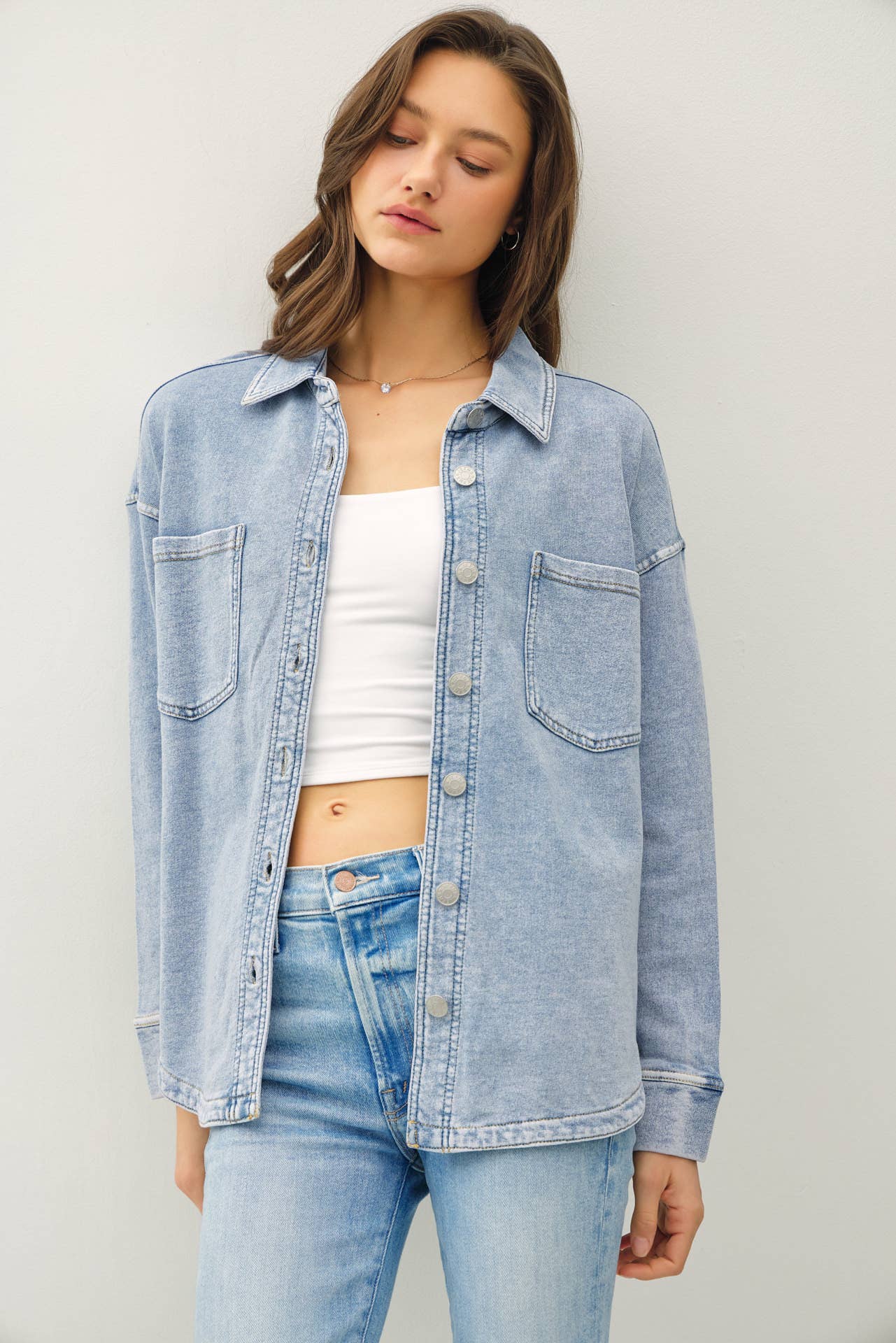 Stretch Denim Shirt Jacket