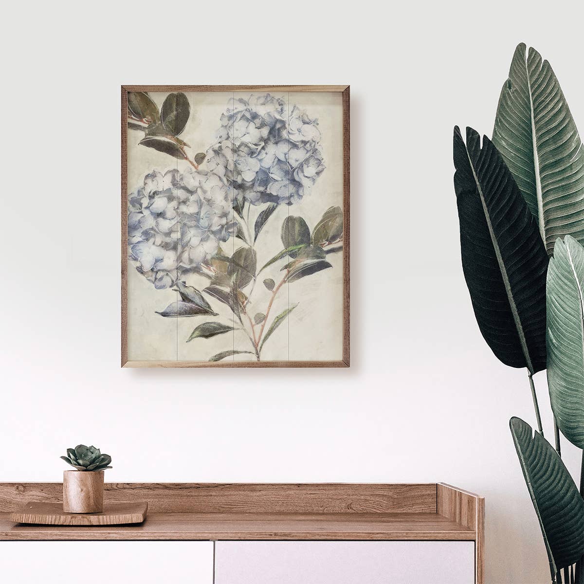 Twilight Hydrangea 3 Wooden Sign 8x10