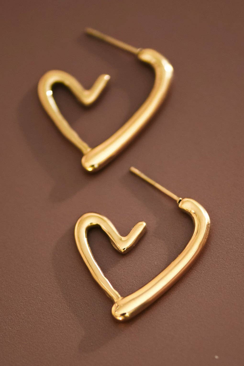 18K Gold Plated Waterproof Stainless Steel Heart Earrings