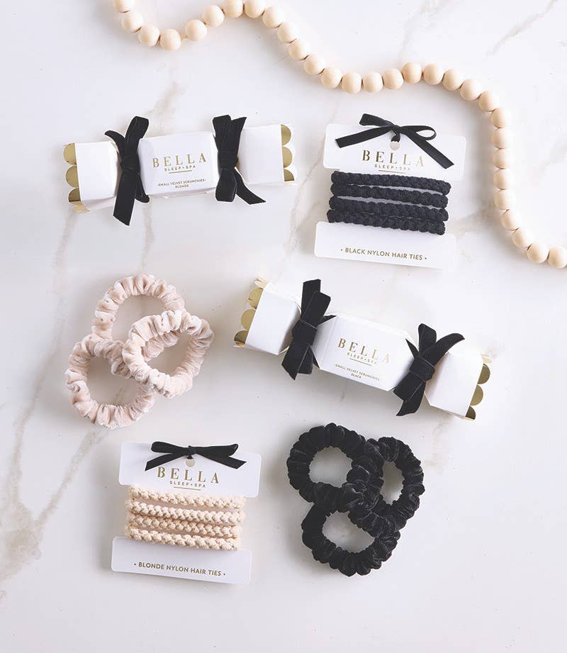 Small Velvet Scrunchies - Black - Set of 3