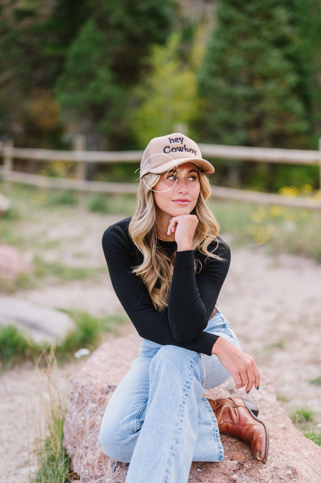 Embroidered Trucker Hat - Hey Cowboy