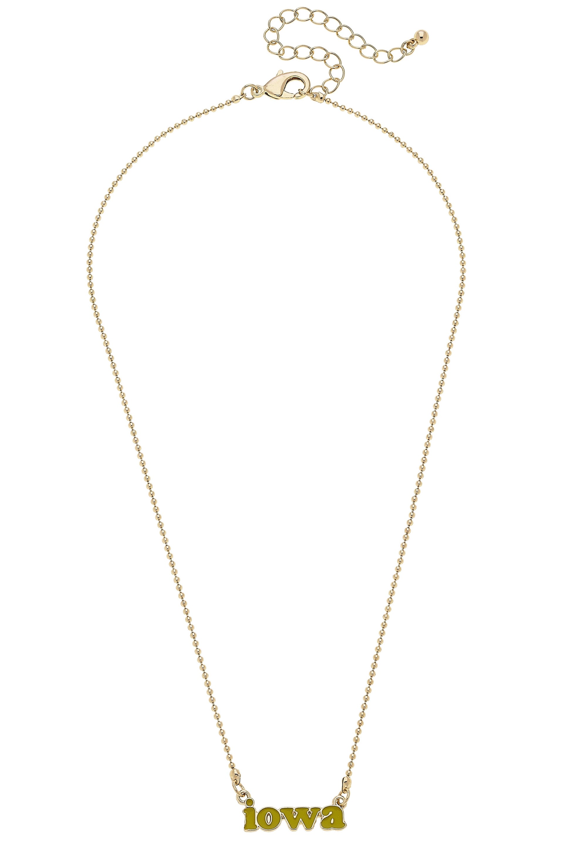 Iowa Hawkeyes Slogan Necklace in Yellow Gold