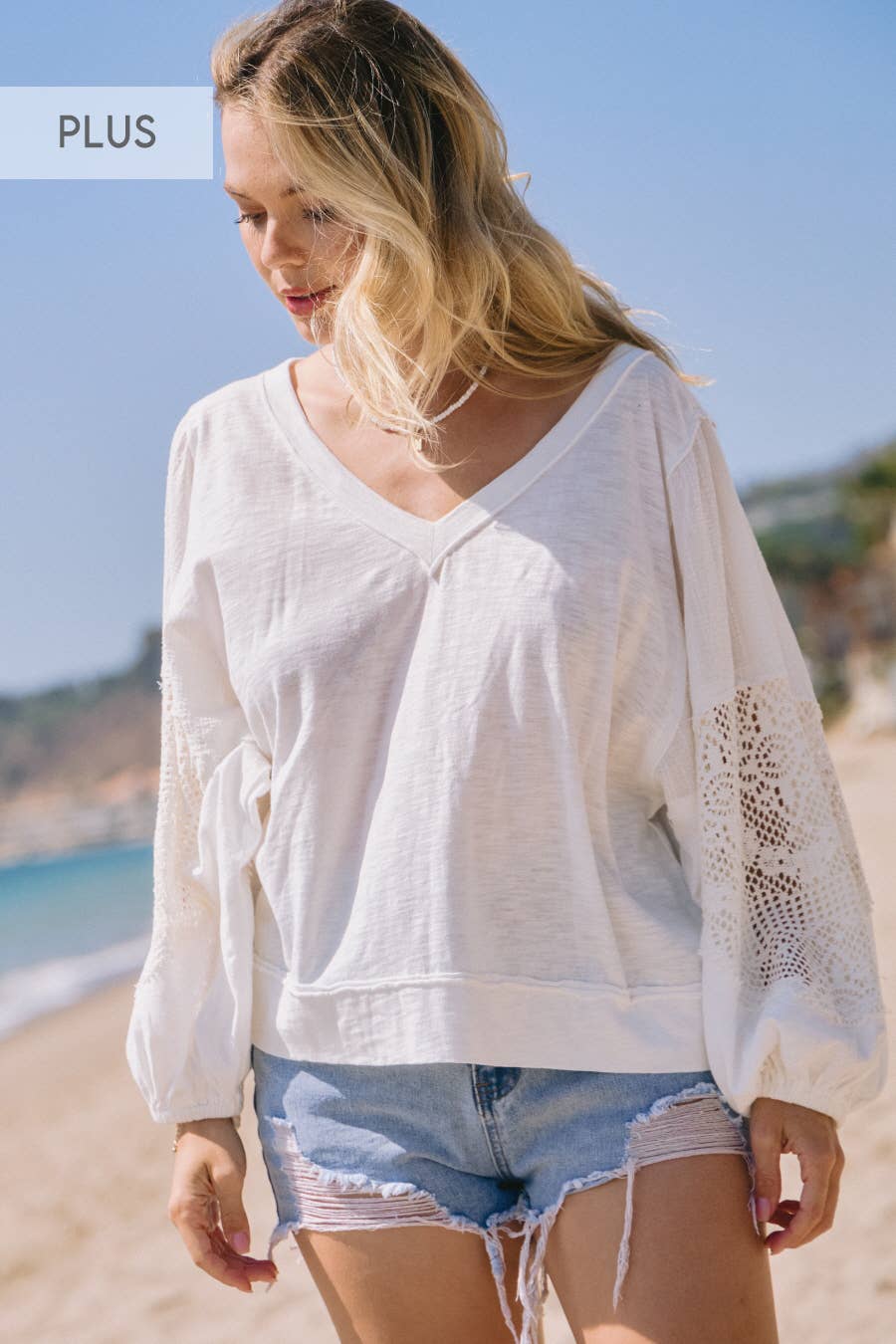 Curvy Slub Jersey Long Sleeve Pullover