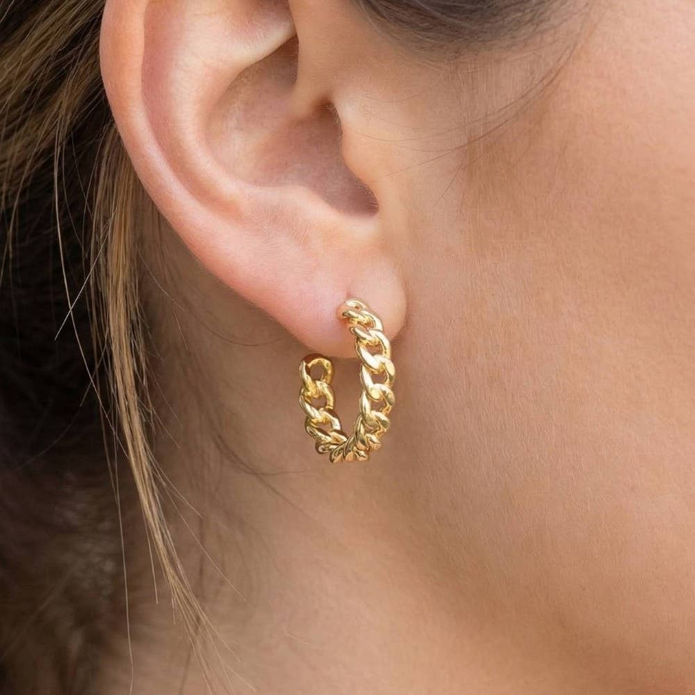 Gold Dipped Dainty Chain Hoop Earrings