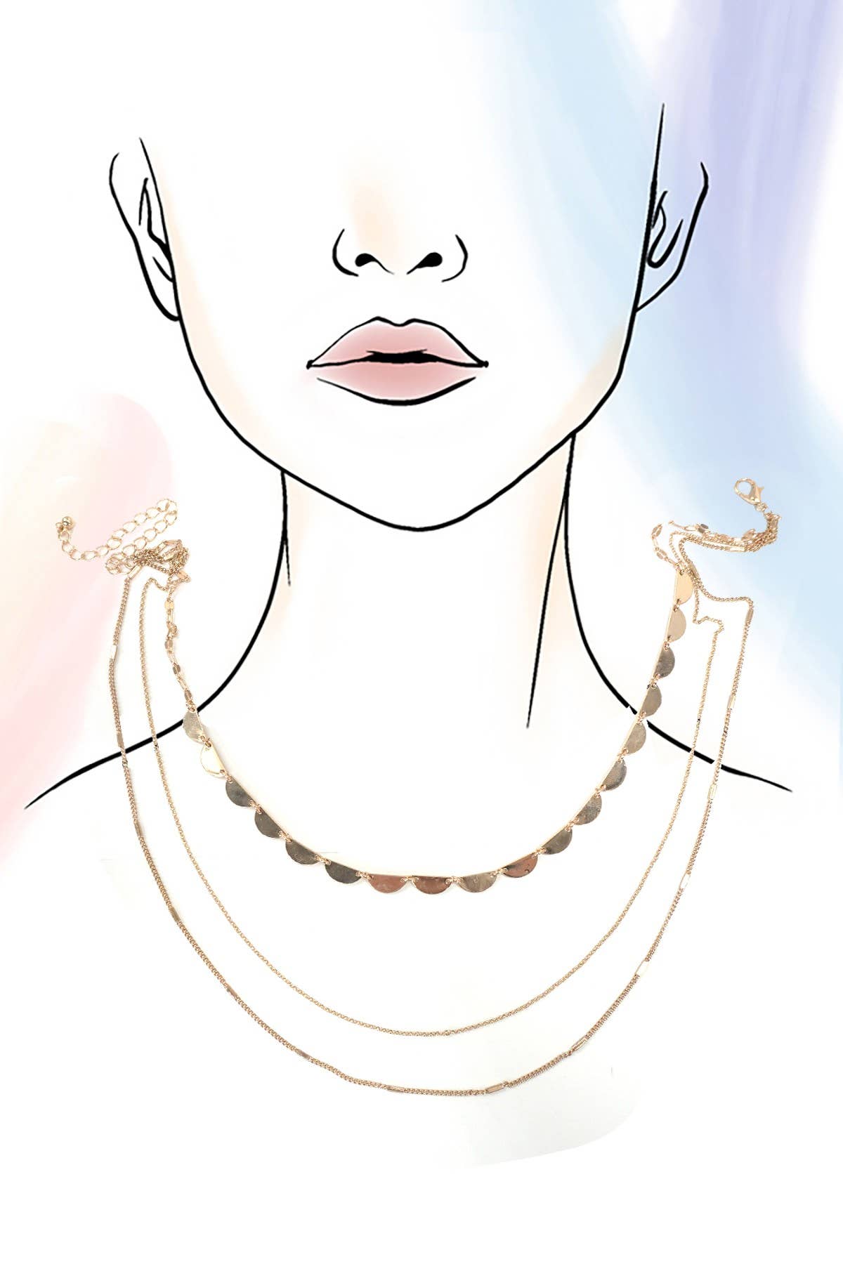 TRIPLE LAYER BIB CHAIN GOLD NECKLACE