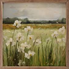 Wild White Irises wooden art 12x12