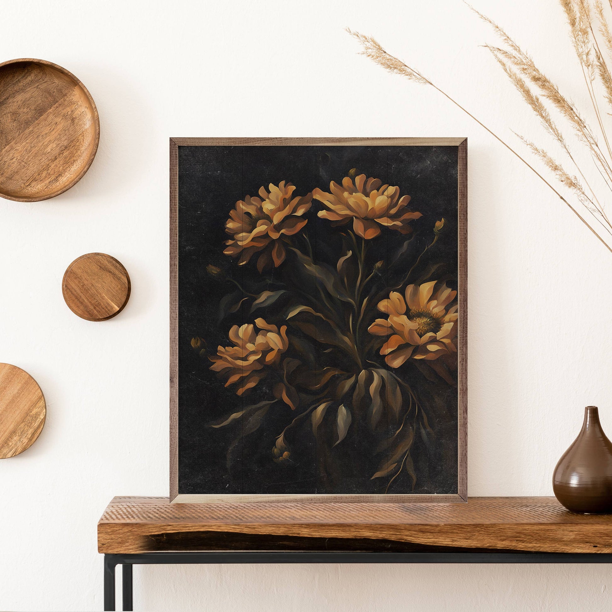 Dark Orange Florals 8x10