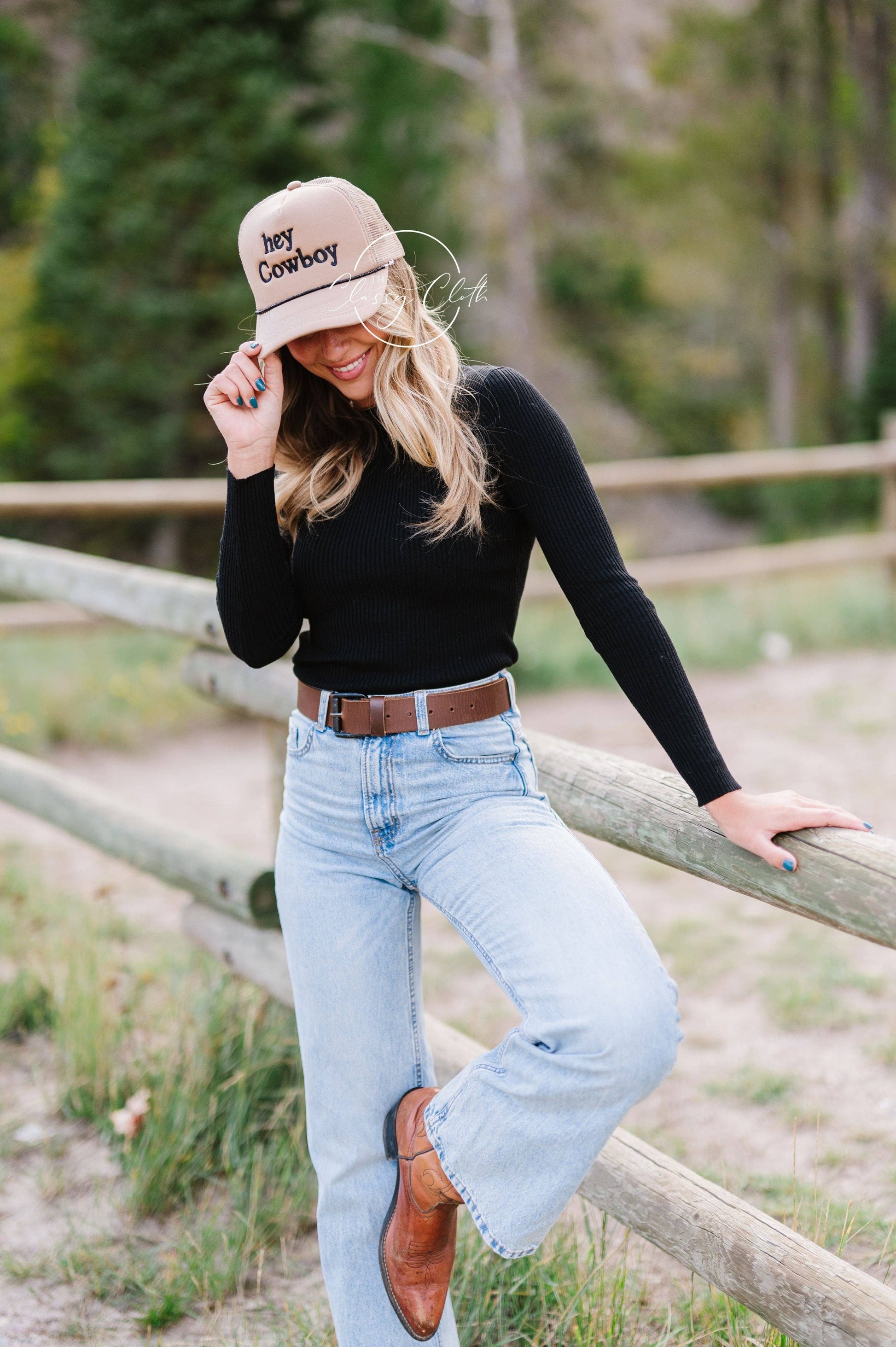 Embroidered Trucker Hat - Hey Cowboy