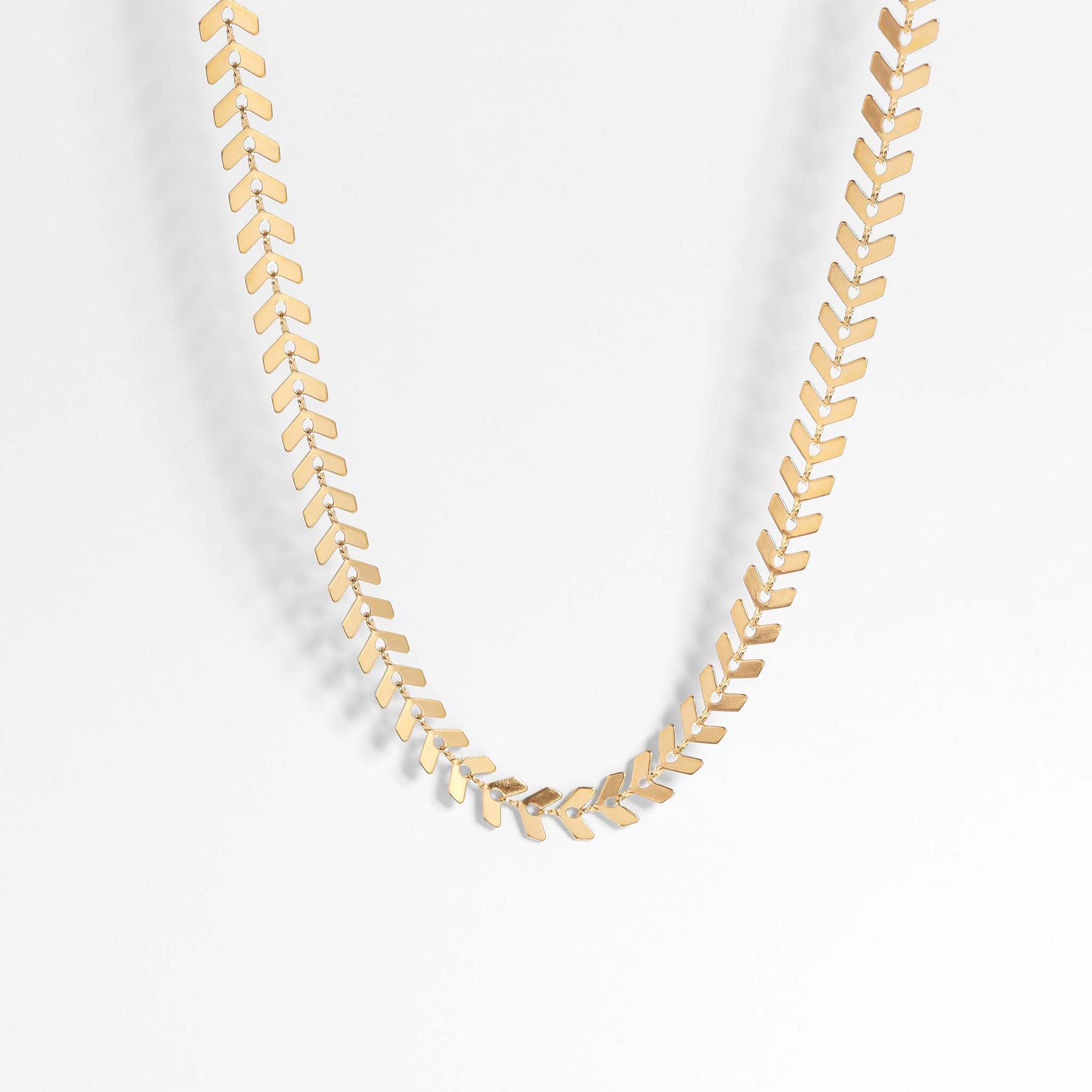 Stainless Steel Chevron Chain Necklace for Women: Gold / 18"+2" Ext