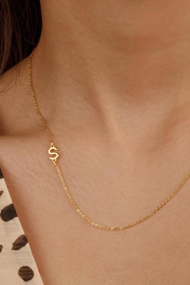 18K Gold Plated Waterproof Stainless Steel Initial Necklace