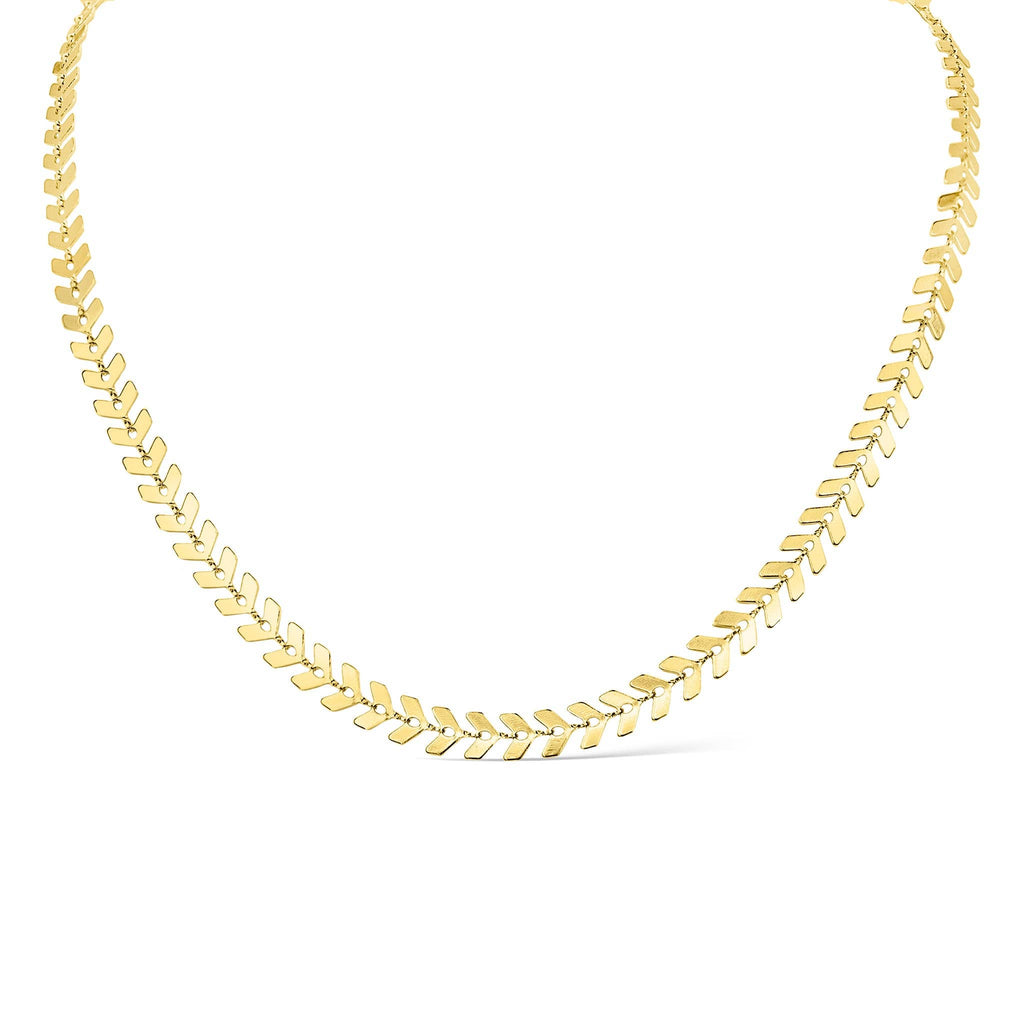 Stainless Steel Chevron Chain Necklace for Women: Gold / 18"+2" Ext
