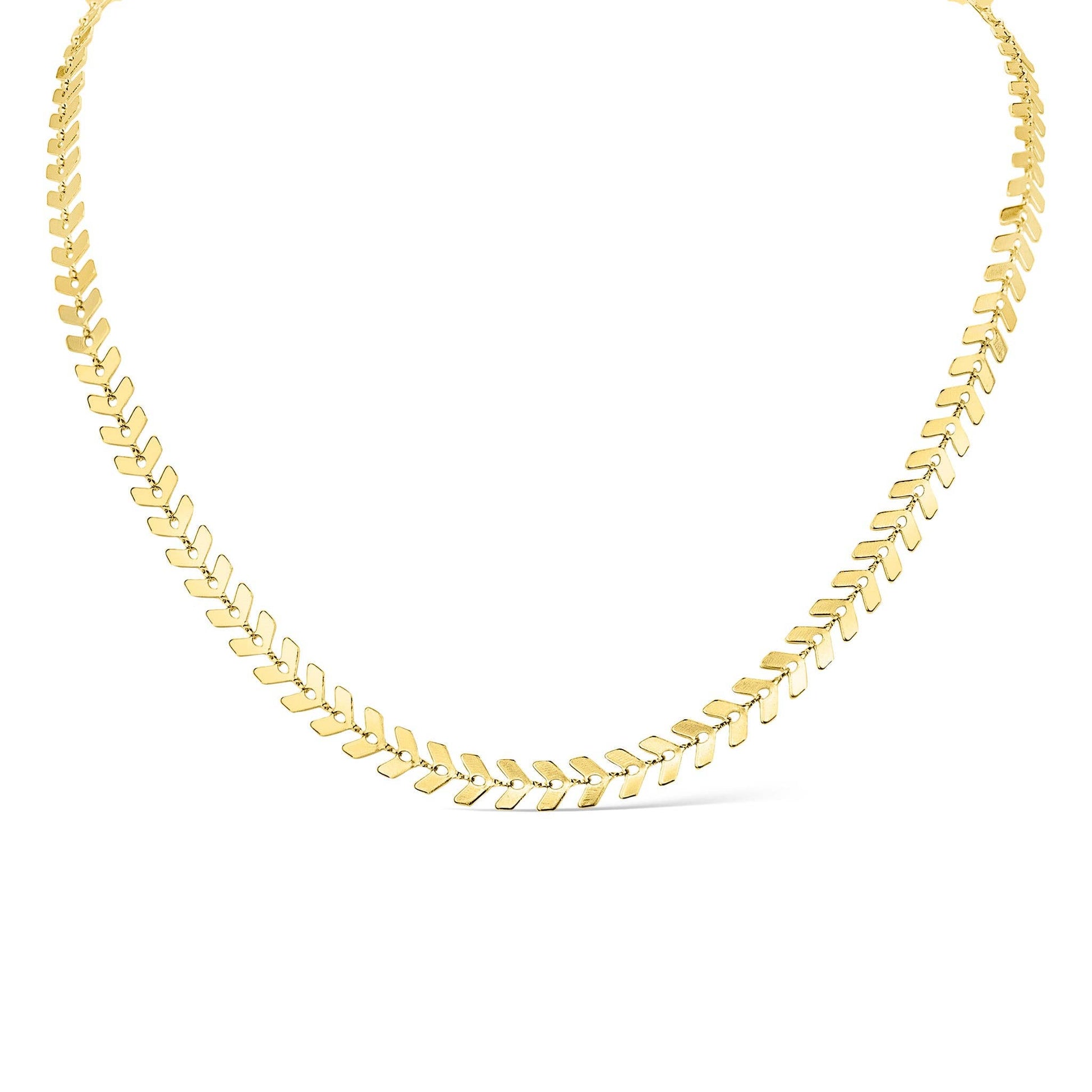 Stainless Steel Chevron Chain Necklace for Women: Gold / 18"+2" Ext