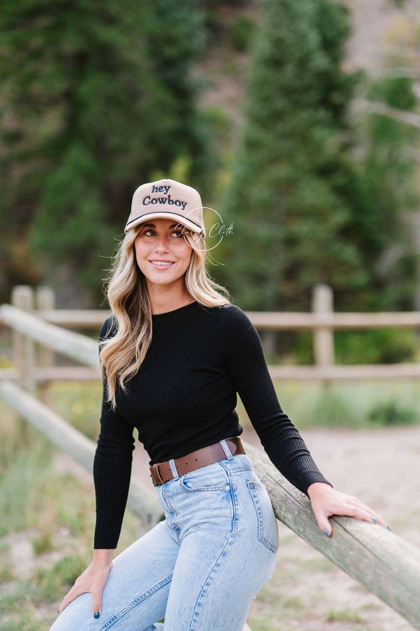 Embroidered Trucker Hat - Hey Cowboy