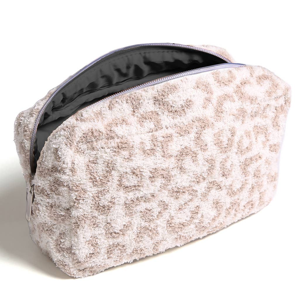 Large Leopard Print Luxury Soft Travel Pouch