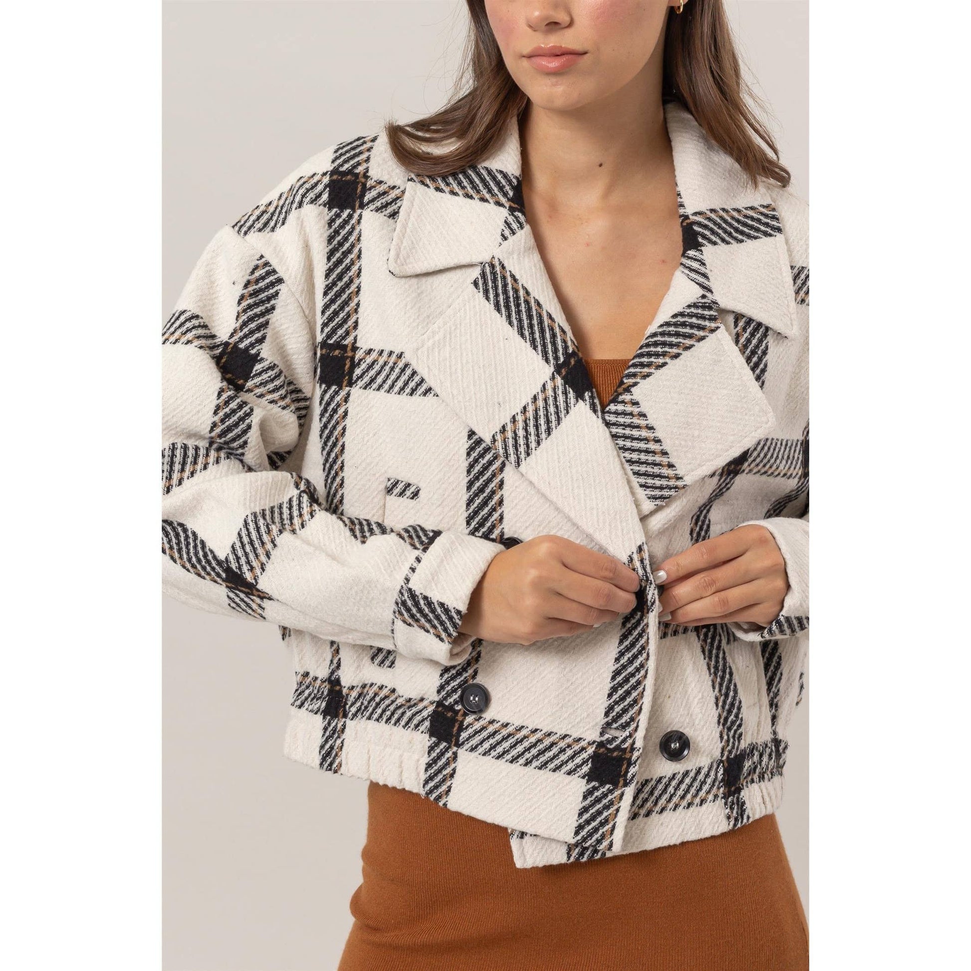 Plaid Double-Breasted Jacket