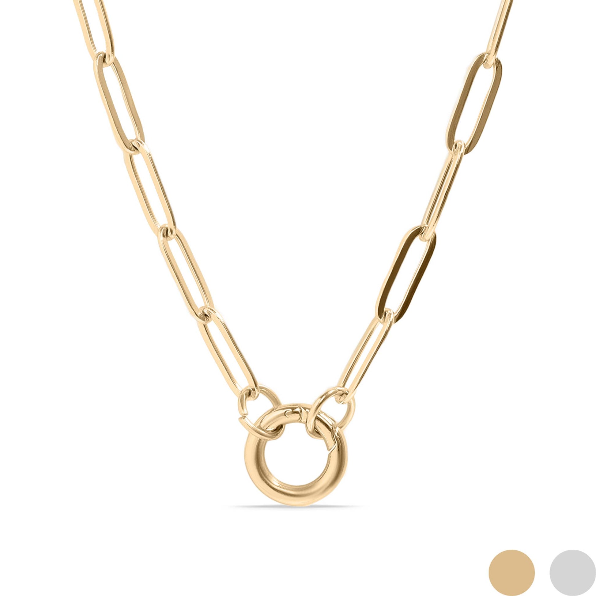 Stainless Steel Paperclip Charm Keeper Necklace: Stainless / 20"+2"