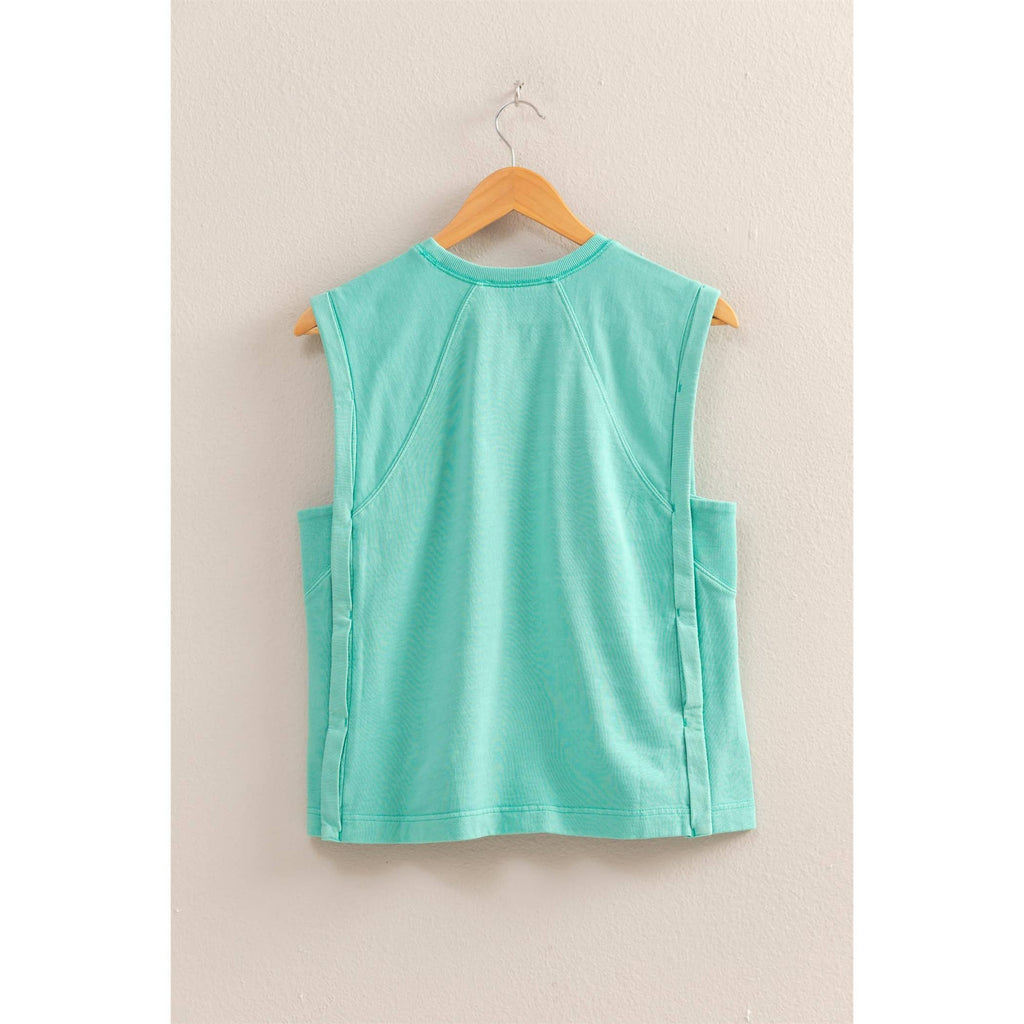 Round Neck Sleeveless Boxy Top