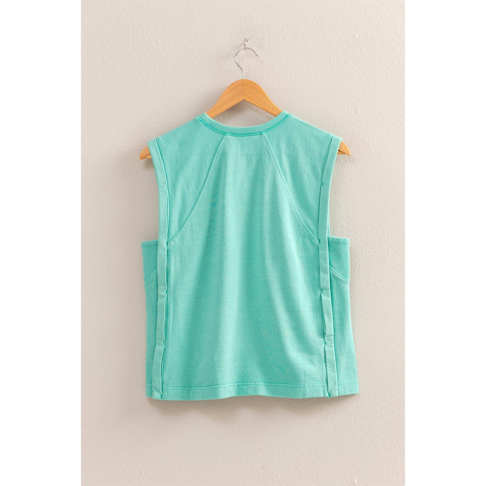 Round Neck Sleeveless Boxy Top