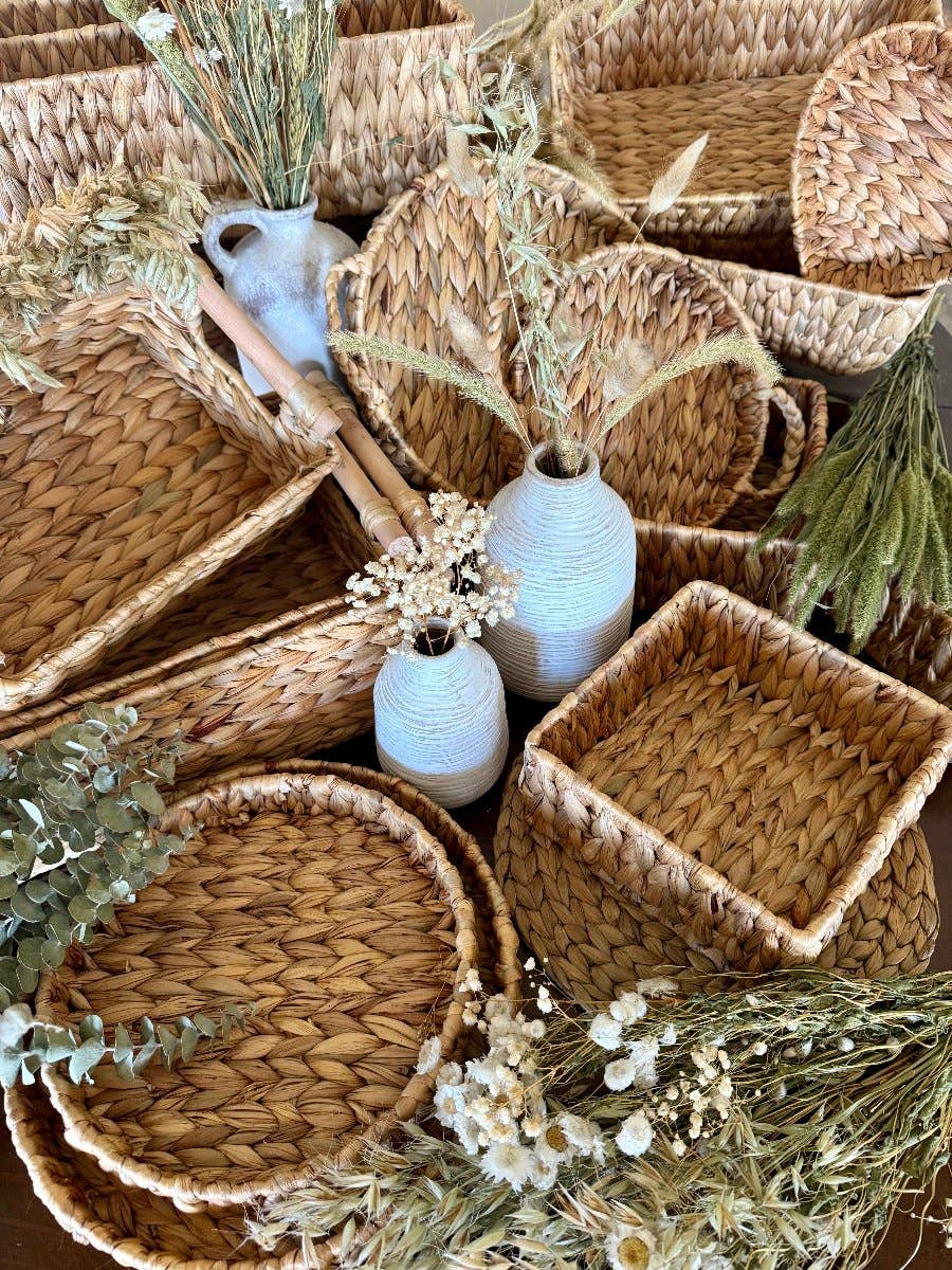 Round Handled Water Hyacinth Trays
