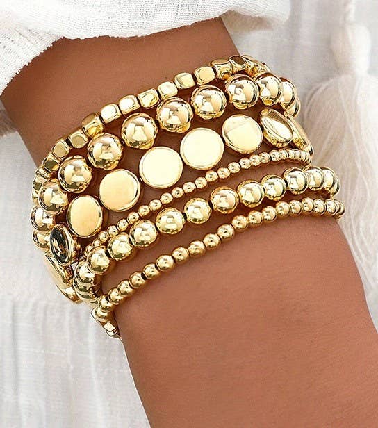 MULTI BALL CHAIN BEAD MIX STRETCHABLE BRACELET