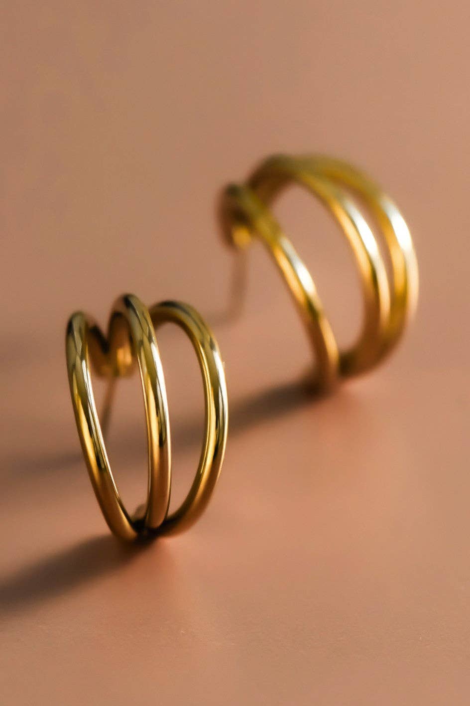 18K Gold Plated Waterproof Stainless Steel Hoop Earrings