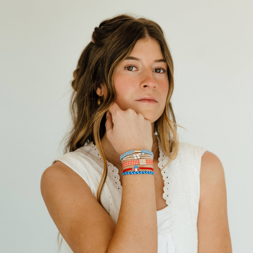 "Free" Patriotic Red, White and Blue Hair Tie Bracelet