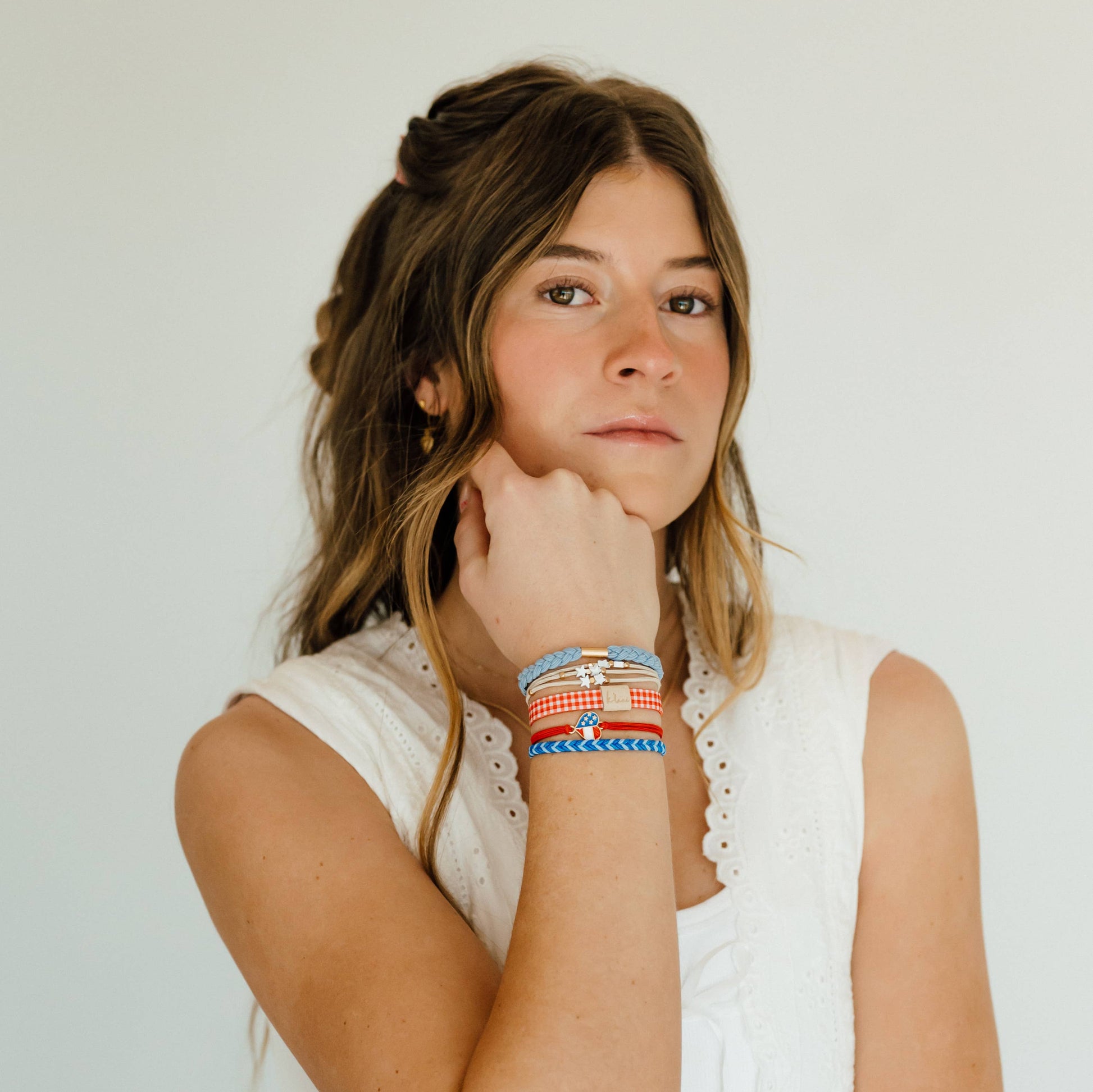 "Free" Patriotic Red, White and Blue Hair Tie Bracelet