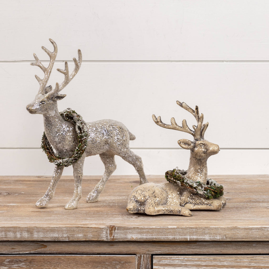 13" STANDING DEER WITH WREATH