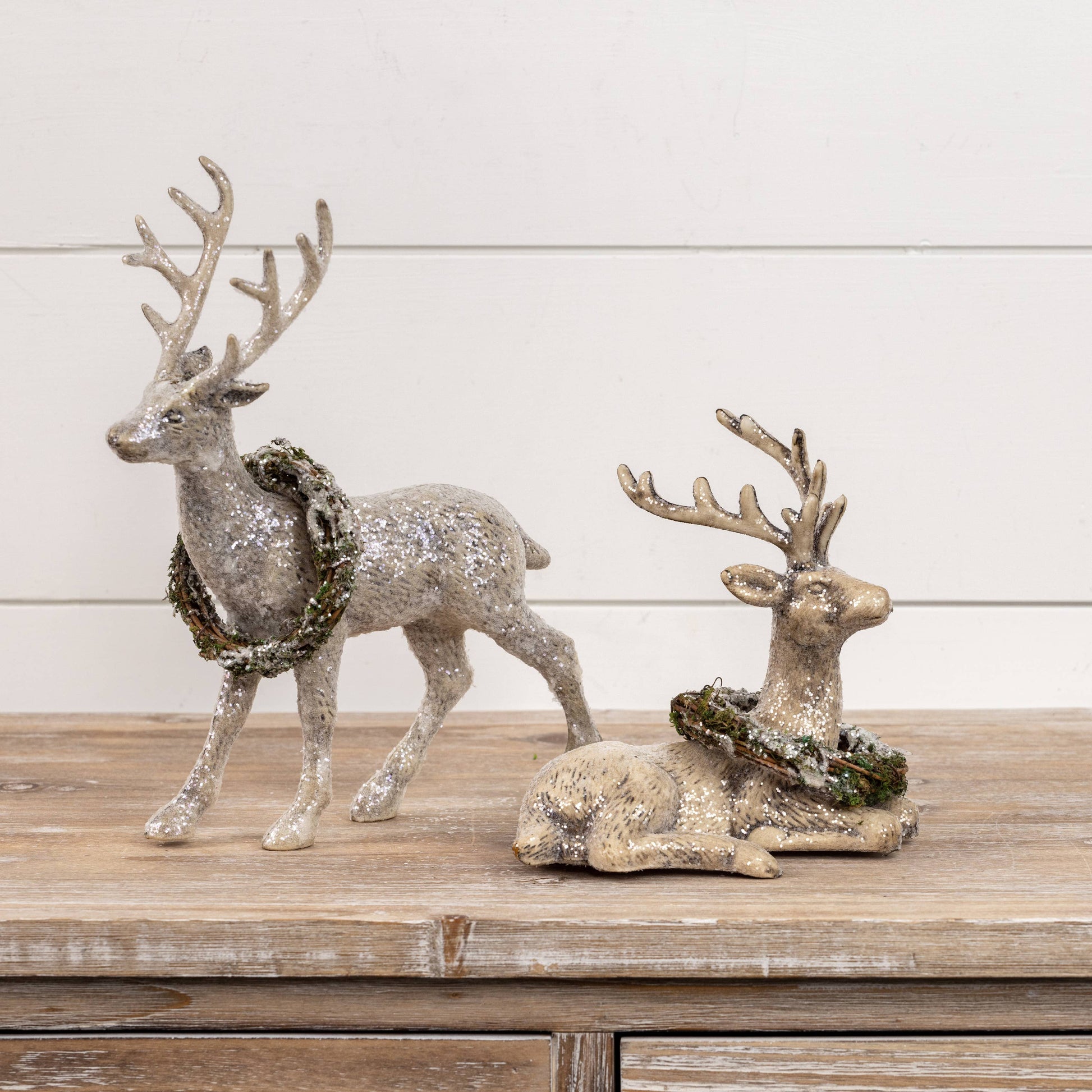 13" STANDING DEER WITH WREATH