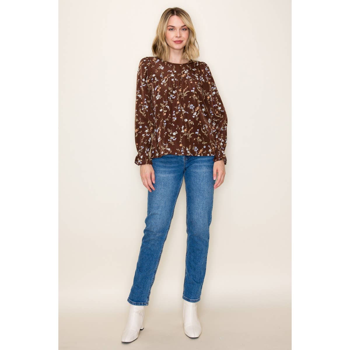 RUFFLE HEM FLORAL PRINT TOP