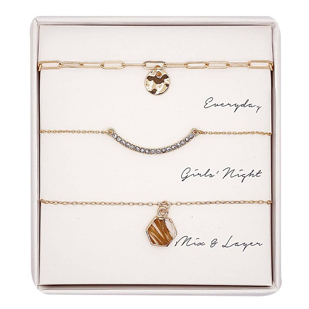 3PC Assorted Layering Pendant Necklace Gift Set